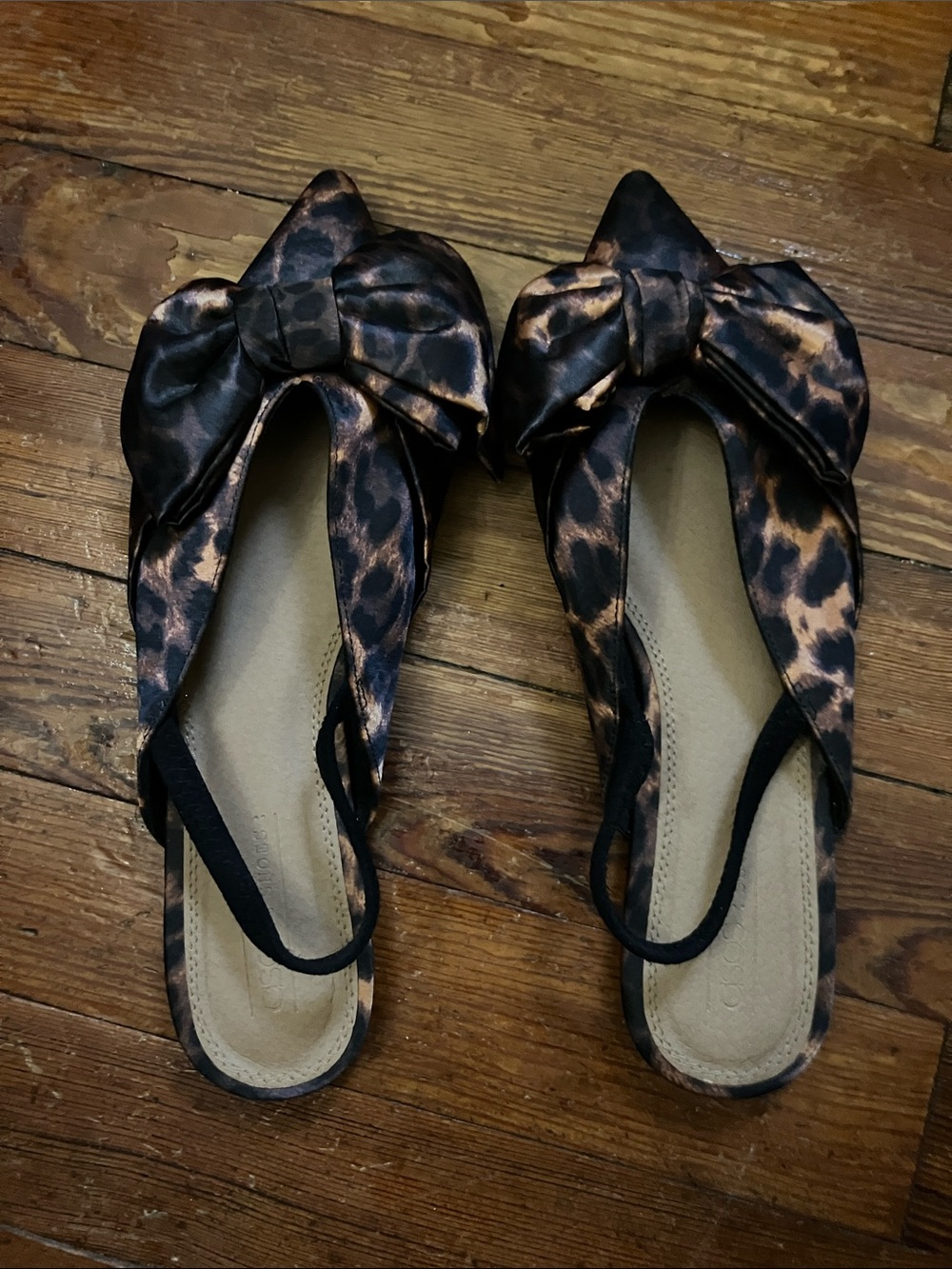 ASOS Leopard Pointy Toe Bow Flats